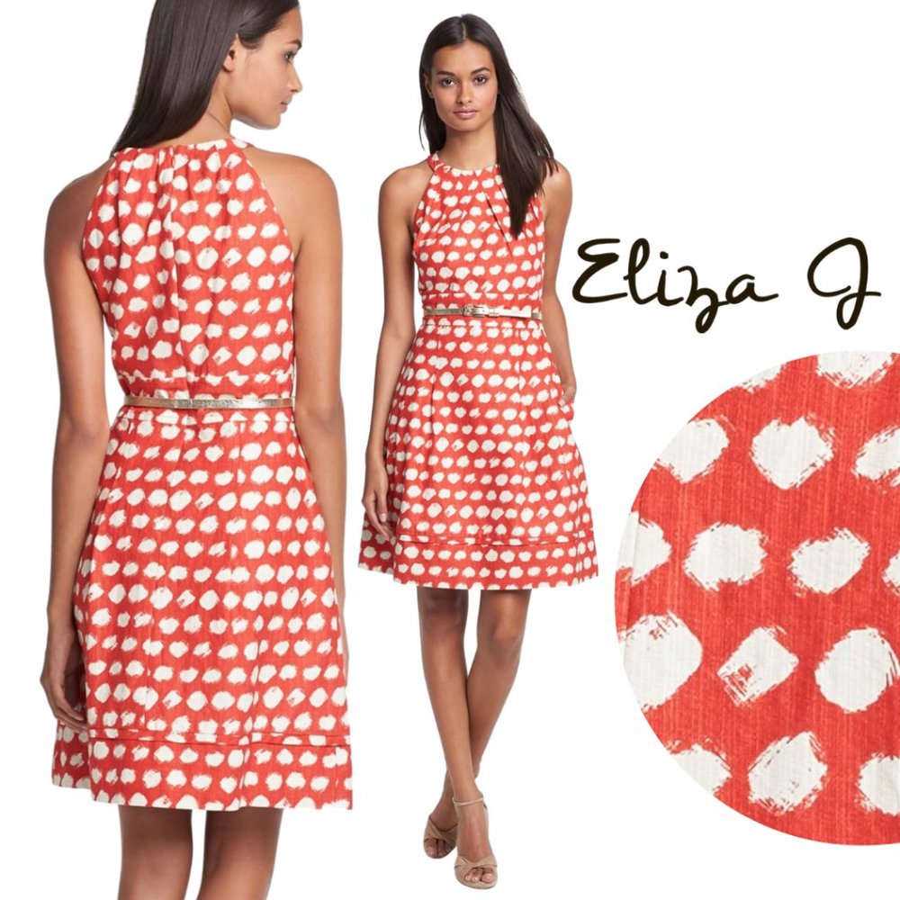 Eliza J Halter Fit & Flare Print Dress | Spring